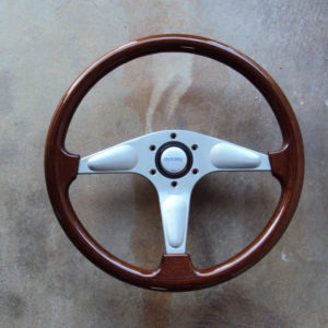 MOMO Teardrop Gun Metal Wood Grain Steering Wheel 365mm