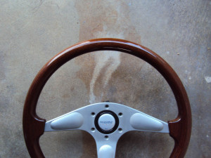 MOMO Teardrop Gun Metal Wood Grain Steering Wheel 365mm 