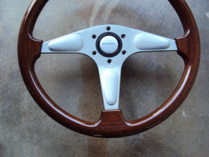 MOMO Teardrop Gun Metal Wood Grain Steering Wheel 365mm 