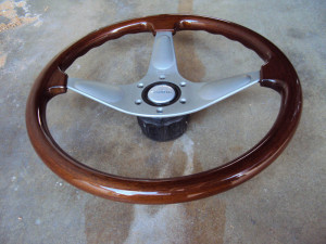 MOMO Teardrop Gun Metal Wood Grain Steering Wheel 365mm 
