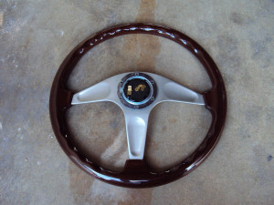 MOMO Teardrop Gun Metal Wood Grain Steering Wheel 365mm 