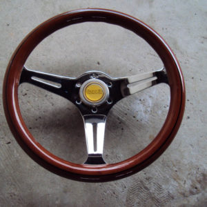 HKB TOM'S Woodgrain Chrome Steering Wheel 350mm